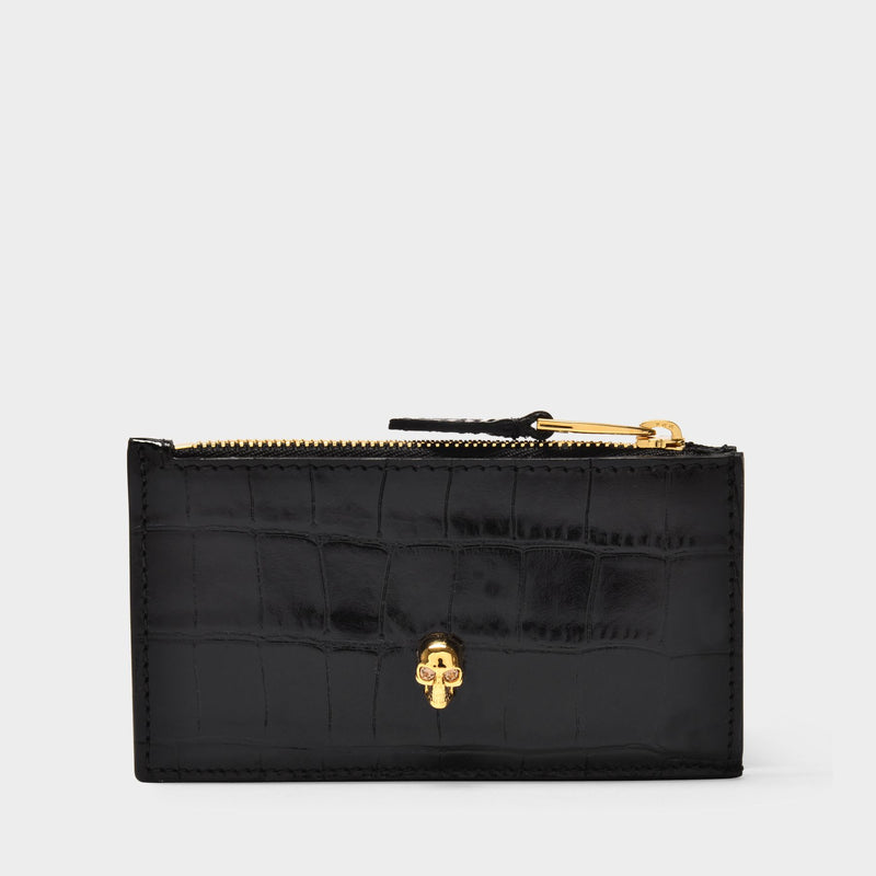 【関税込み】Flat Zip W/Cc Wallet - Alexander Mcqueen - Black Small Zip Pouch W/Cc Wallet - Alexander Mcqueen - Black