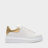 Sneakers Oversize in White Leather and Pale Gold Heel