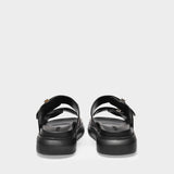 Hybrid Slides in Black and Silver Leather
