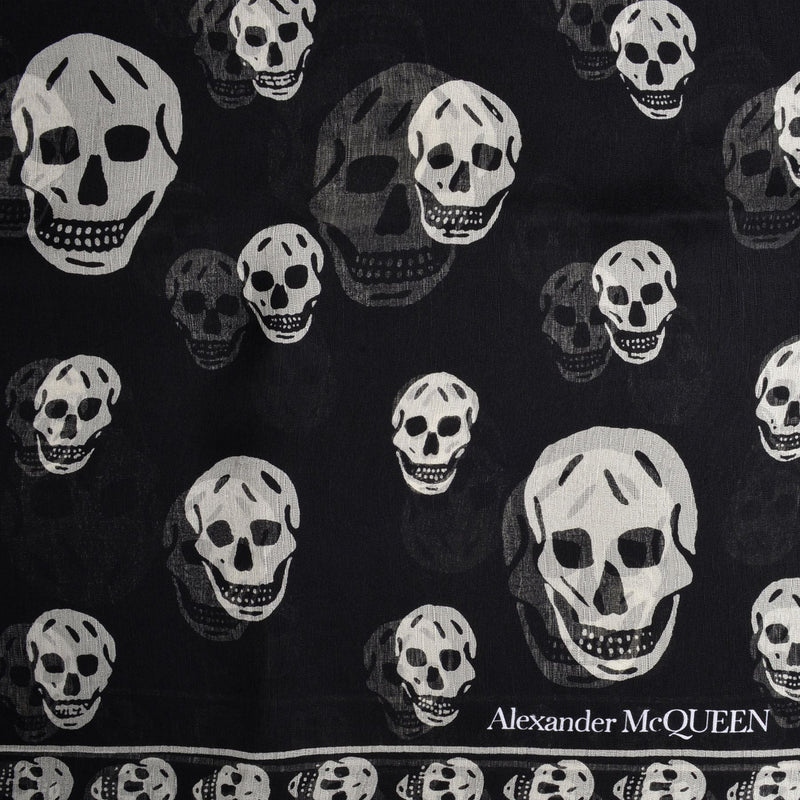 Ca Skull 104X120 Scarf Alexander Mcqueen Black Ivory Wool