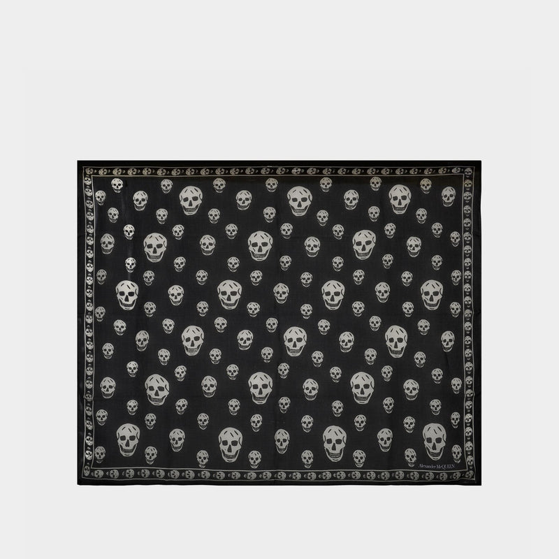 Ca Skull 104X120 Scarf - Alexander Mcqueen -  Black/Ivory - Wool