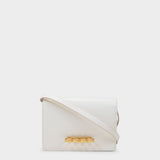 Four Ring Satchel in White Leather