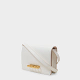 Four Ring Satchel in White Leather