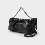 Mini Bundle Bag in Black Leather