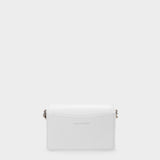 Mini Four Ring Chain Bag in White Leather