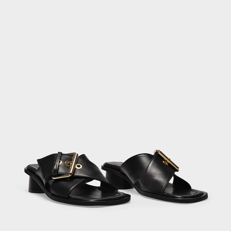 Anyway Anyday Sandals in Black Leather