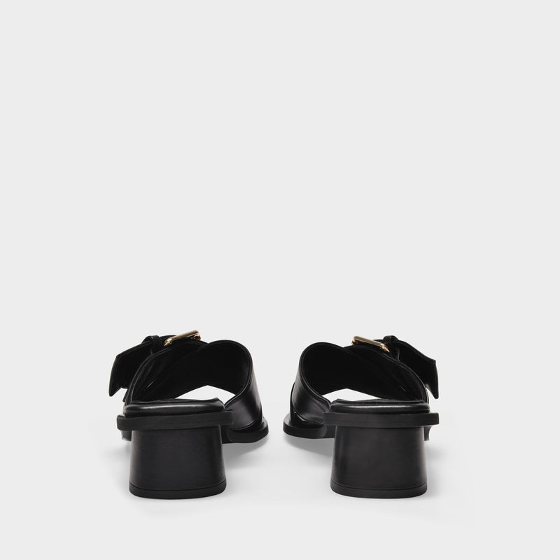 Anyway Anyday Sandals in Black Leather