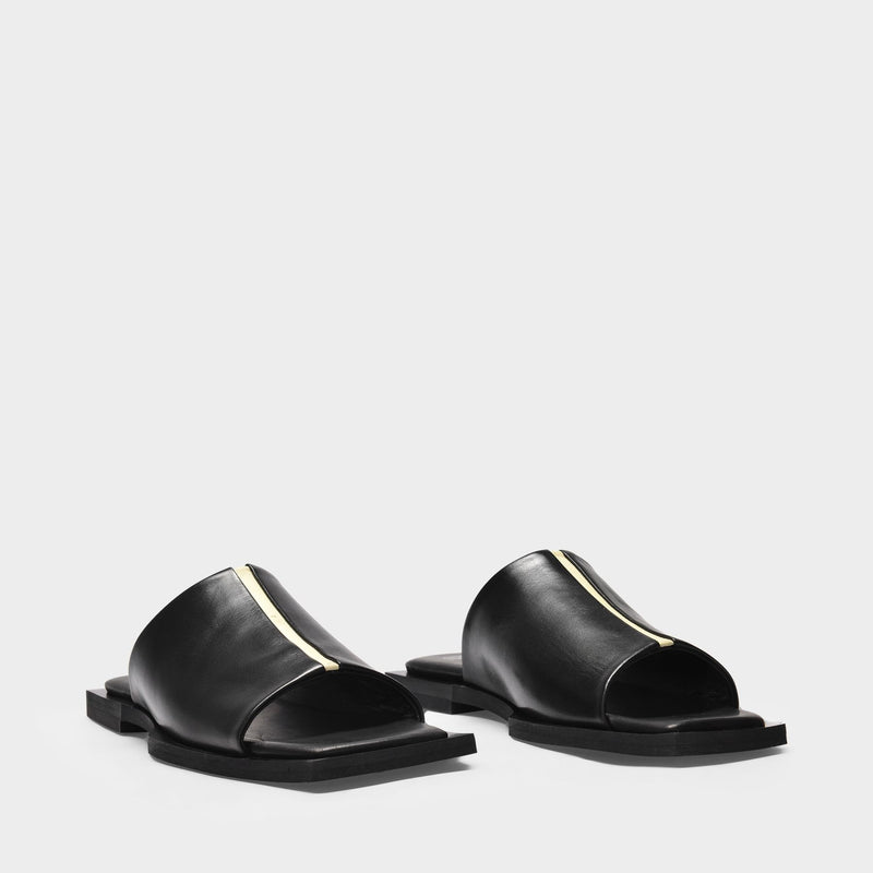 Trigonometry Sandals in Black and Vanilla Combo Leather
