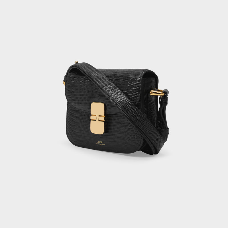 Grace Mini Bag in Black Crocodile Effect Leather