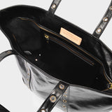 Cabas Large Bag in Black Cracked Leather