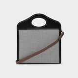 Ll Mn Pocket Ll6 Handbag - Burberry -  Black/Tan - Cotton