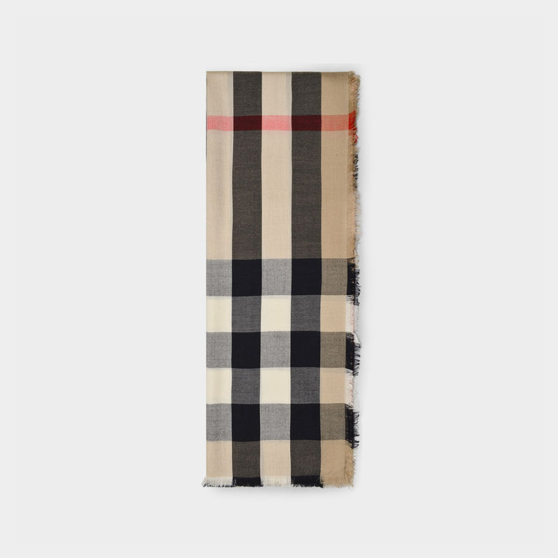 Half Mega Scarf in Beige Check Cachemire