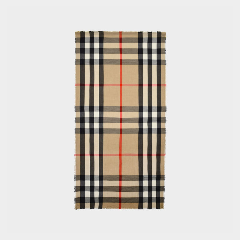 Half Mega Scarf in Beige Check Cachemire