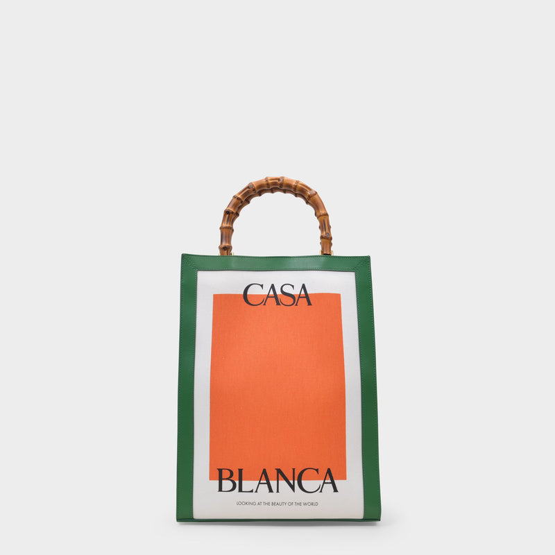 Casa Tote Bag in Green and Orange Canvas
