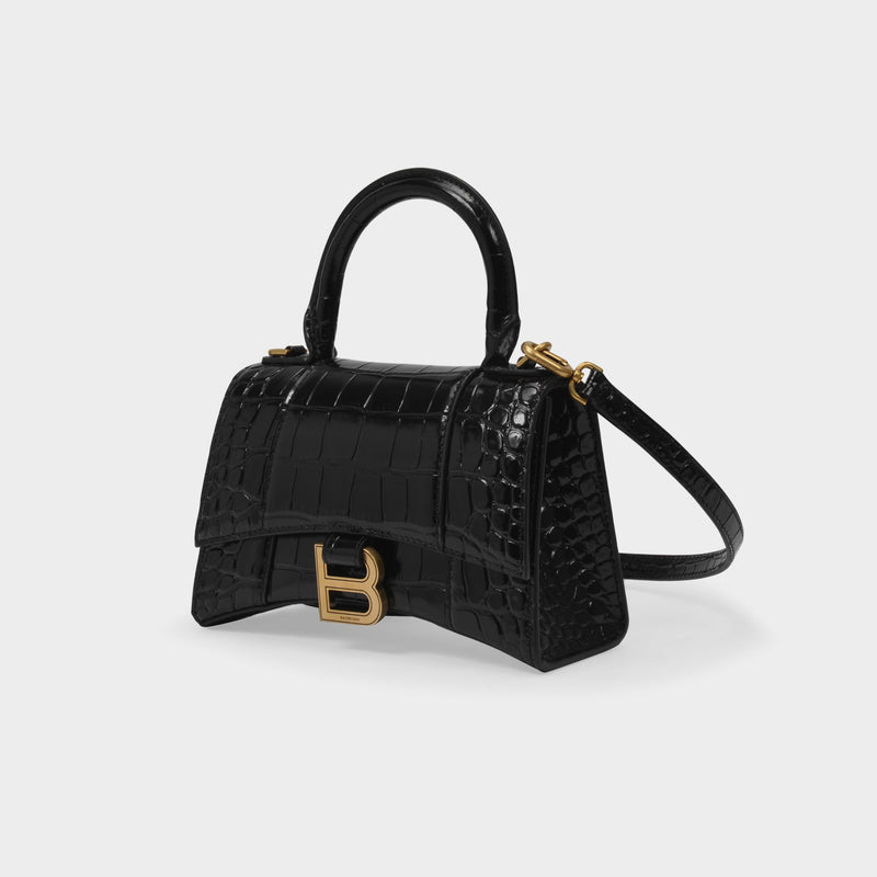 Hourglass Xs Bag - Balenciaga -  Black - Leather