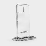 Metal Phone Case Mini Bag in Antique Silver Aluminium