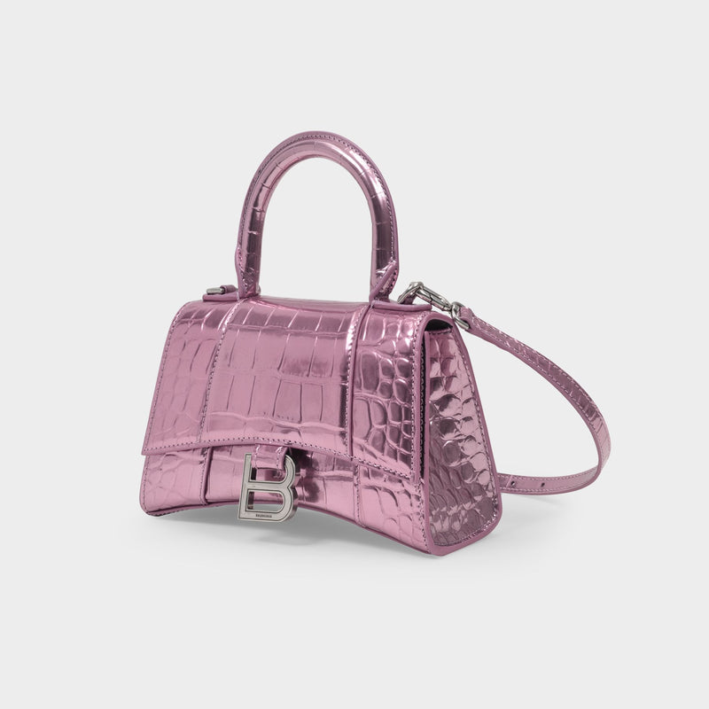 Shop Balenciaga Hourglass XS Handbag Crocodile Embossed