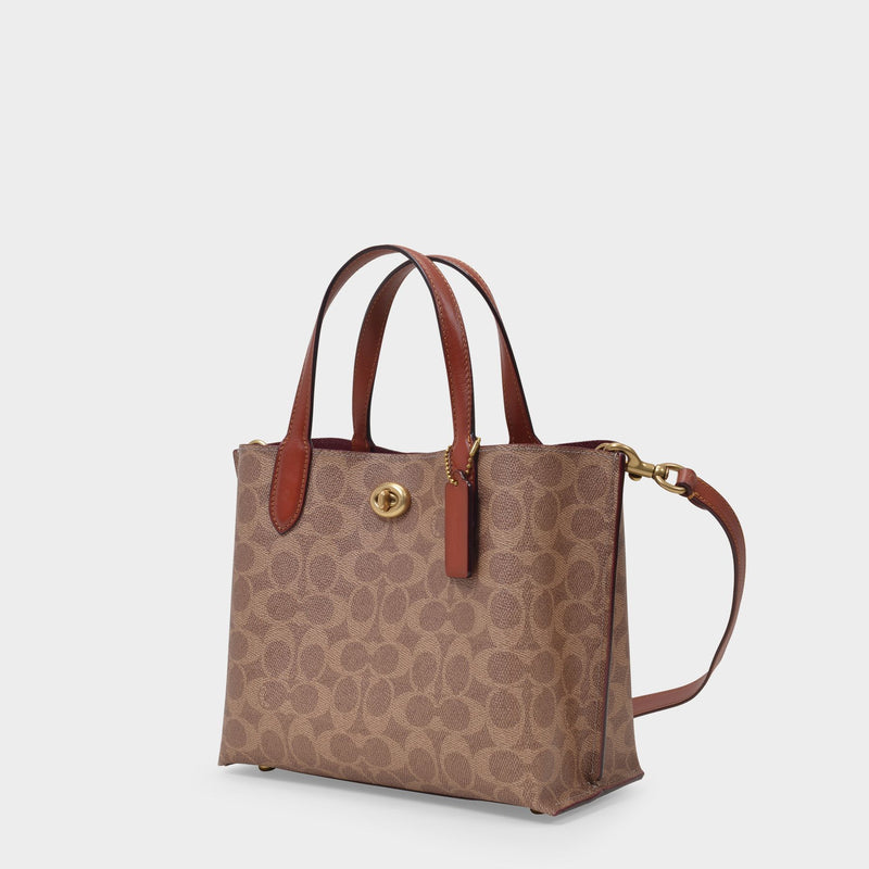 Coach Willow Tote 24 in Signature Canvas Tan/Rust