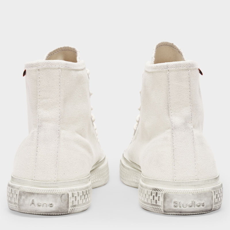 Ballow High Tumbled Sneakers in White Canvas