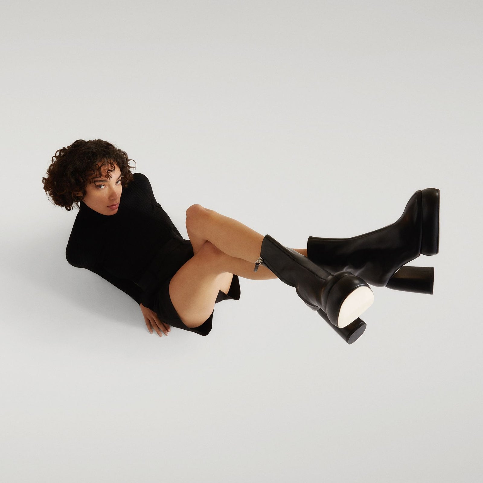 Emmy Boots in Black Leather