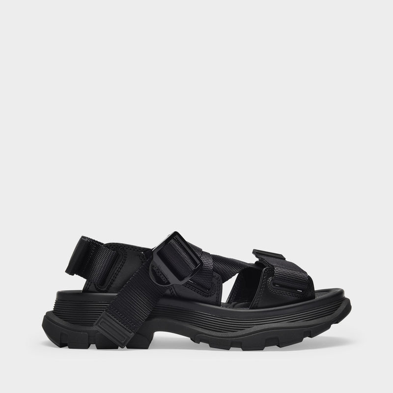 Tread Sandals in Black Canvas