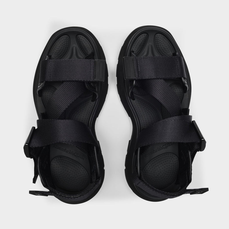 Tread Sandals in Black Canvas