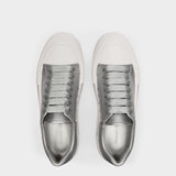 Deck Sneakers in Silver Canvas