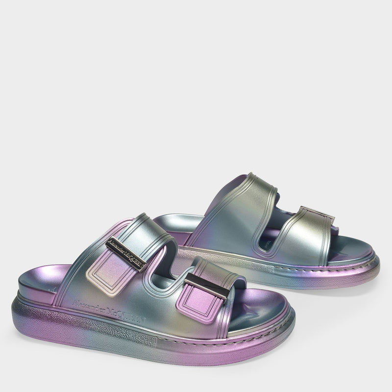 Slides in Silver PVC