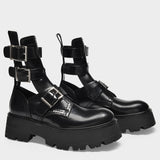 Platform Shoes in Black Leather
