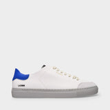Clean 90 Triple Baskets in White and Blue Leather