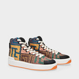 B Court High Top-Canvas Printed Tapestry Multicolore Sneakers
