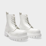 Strike Bootie L20 Ankle Boots in White Smooth Leather