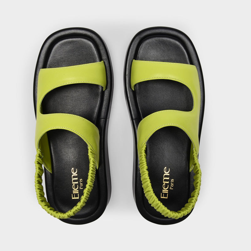 Gemini Puffy Sandals in Green Leather
