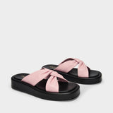 Tresse Platform Sandals in Pink Leather
