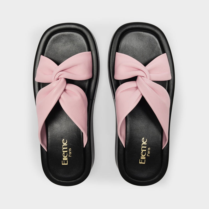 Tresse Platform Sandals in Pink Leather