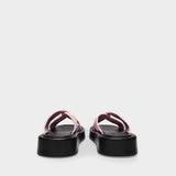 Tresse Platform Sandals in Pink Leather