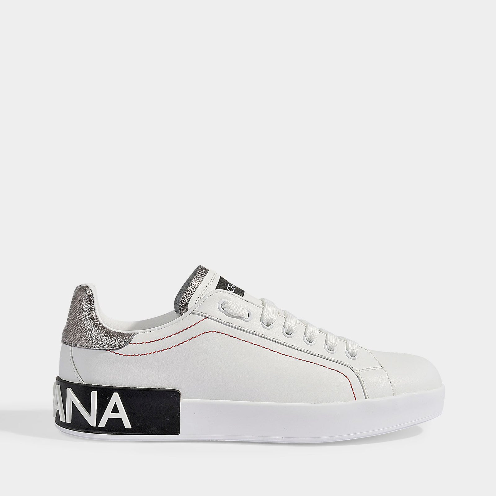 DOLCE&GABBANA DG ポルトフィーノ 本革スニーカー WHITE & GREY DOLCE&GABBANA ドルガバ PORTOFINO レザー スニーカー*White系