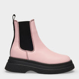 Creepers Ankle Boots in Pink Leather