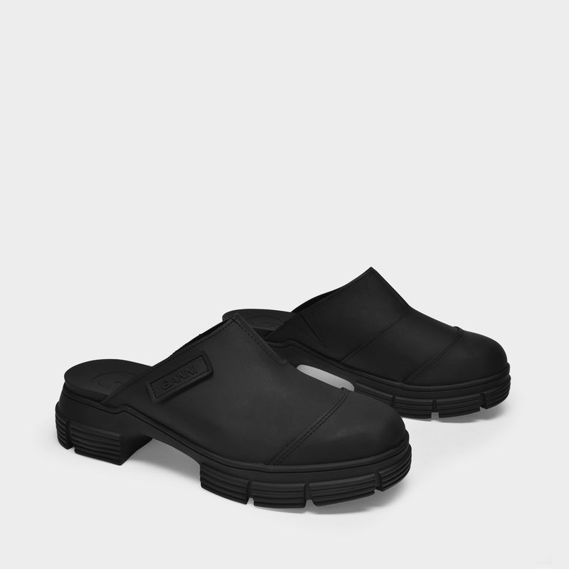 Clog in Black Recycled Rubber