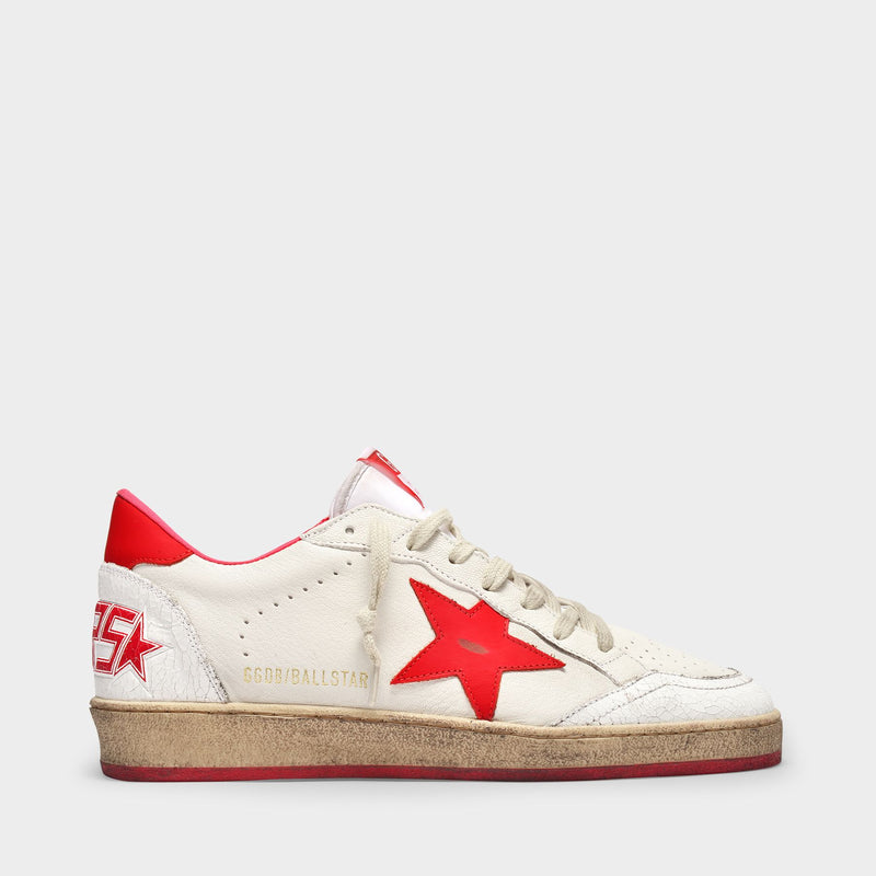 Ball Star Baskets in White and Red Leather