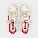 Ball Star Baskets in White and Red Leather