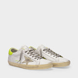 Super Star Baskets in White and Yellow Leather