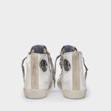 Francy Baskets in White and Silver Leather