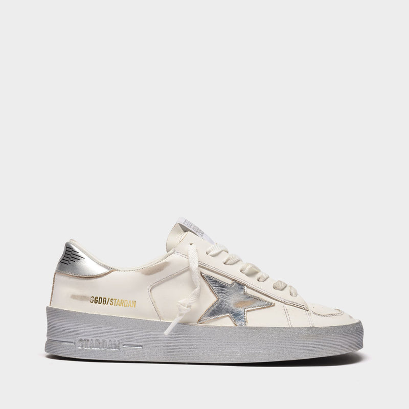 Stardan Baskets in White and Silver Leather
