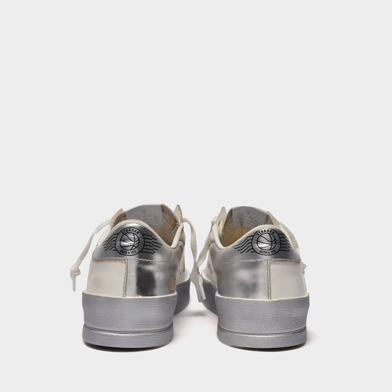 Stardan Baskets in White and Silver Leather