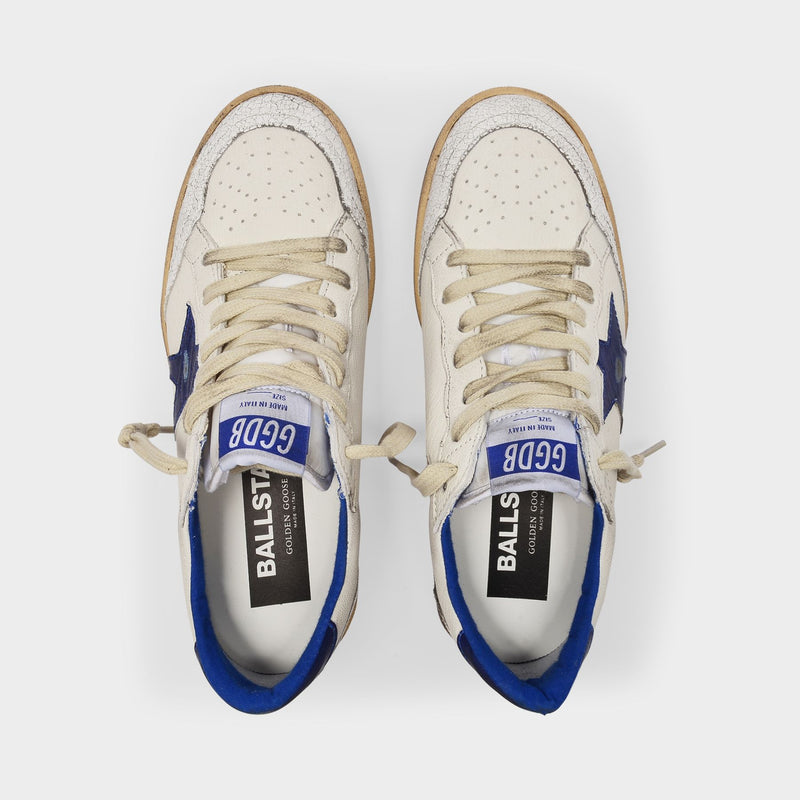 Ball Star Sneakers - Golden Goose -  White/Bluette - Rubber