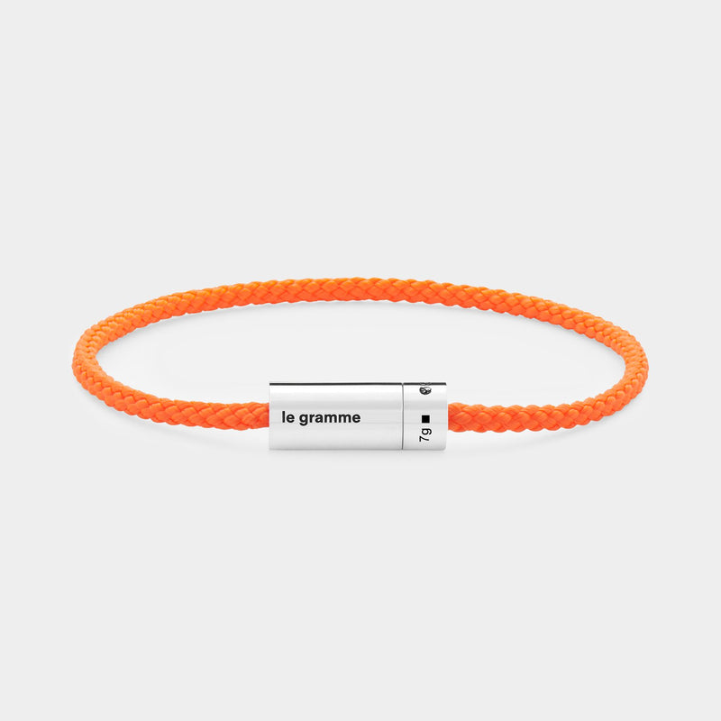 7G Nato Cable Bracelet - Le Gramme - Bright Orange - Silver