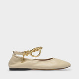 Charm Ballerina in Light Beige Leather