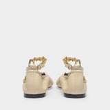 Charm Ballerina in Light Beige Leather