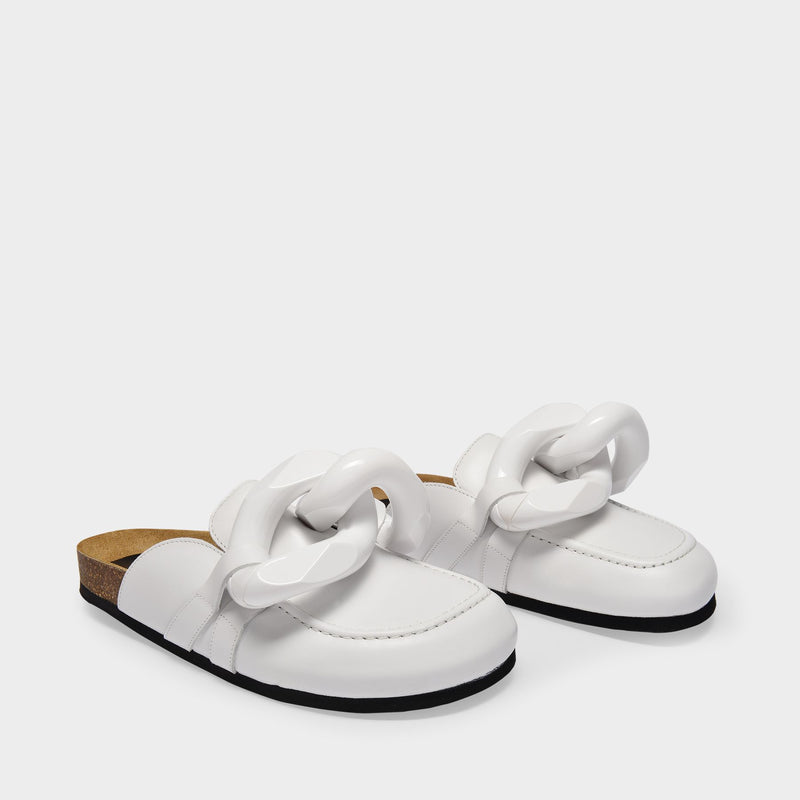 Chain Loafer in White Leather